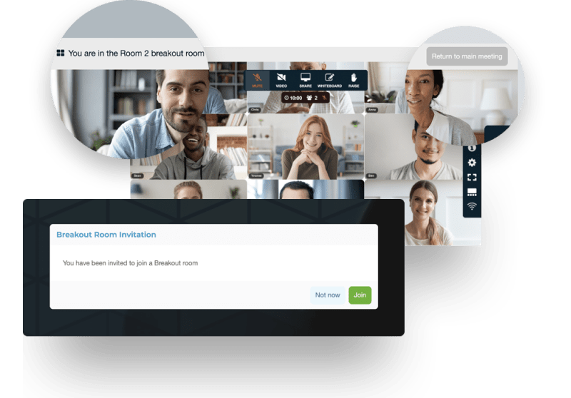 screenshots of indicator on the in call page where showing the breakout room join button